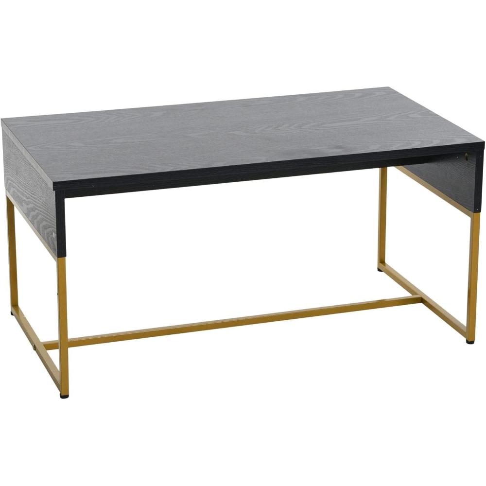 image:imageHousehold Essentials Wrap Rectangular Coffee Table Rustic Slate Concrete and Black MetalBlack