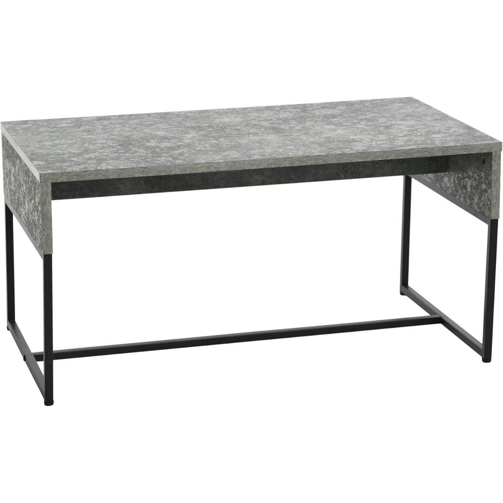image:imageHousehold Essentials Wrap Rectangular Coffee Table Rustic Slate Concrete and Black MetalGrey