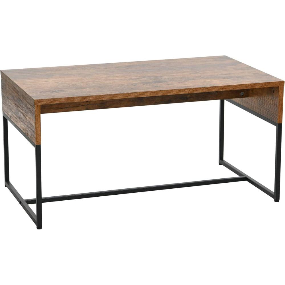 image:imageHousehold Essentials Wrap Rectangular Coffee Table Rustic Slate Concrete and Black MetalRustic Hickory
