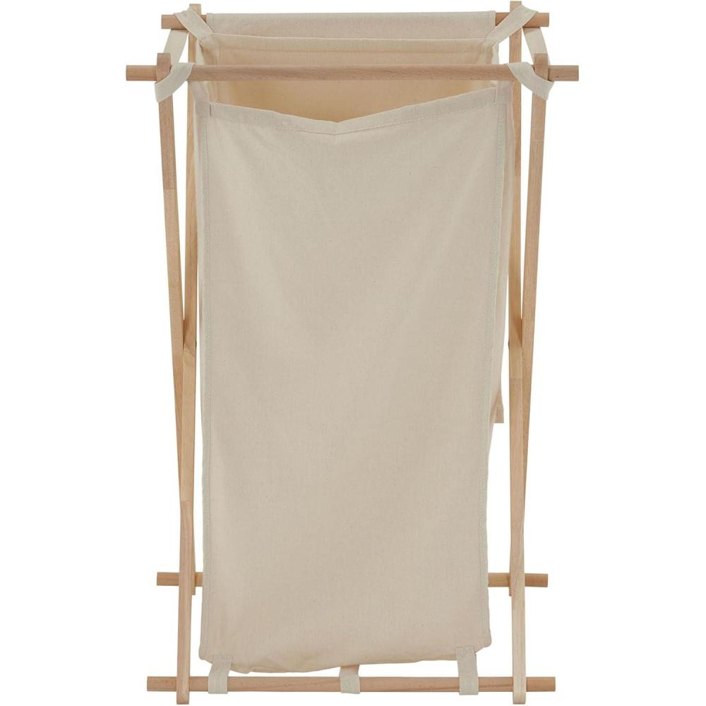 image:imageHousehold Essentials XFrame Wood Laundry Sorter Collapsible Wood Frame with Washable PolyCotton Bags Naturally Stylish LargeNatural