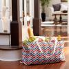 Household Essentials 2212-1 Krush Canvas Utility Tote | Reusable Grocery Shopping Bag | Laundry Carry Bag | Black(Chevron)