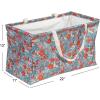 Household Essentials 2212-1 Krush Canvas Utility Tote | Reusable Grocery Shopping Bag | Laundry Carry Bag | Black(Flower)