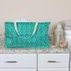 Household Essentials 2212-1 Krush Canvas Utility Tote | Reusable Grocery Shopping Bag | Laundry Carry Bag | Black(Teal Geo)