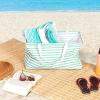 Household Essentials 2212-1 Krush Canvas Utility Tote | Reusable Grocery Shopping Bag | Laundry Carry Bag | Black(Teal Stripe)