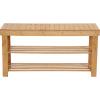Household Essentials 2-Shelf Bamboo Bench, Slatted Bench Seat with Storage Shelves, Sturdy, Lightweight, Versatile and Stylish, Easy to Assemble, Perfect for The Entryway, Bedroom or Garage, Natural
