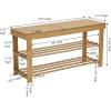Household Essentials 2-Shelf Bamboo Bench, Slatted Bench Seat with Storage Shelves, Sturdy, Lightweight, Versatile and Stylish, Easy to Assemble, Perfect for The Entryway, Bedroom or Garage, Natural