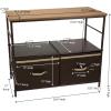 Household Essentials 2-Tier Storage Chest of Drawers Bronze Frame Wood Grain Top and 4 Brown Storage Bins with Natural Jute Trim