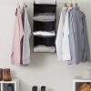 Household Essentials 311342 Hanging Closet Organizer | 3 Pocket Shelves | Natural Canvas(Black)