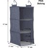 Household Essentials 311342 Hanging Closet Organizer | 3 Pocket Shelves | Natural Canvas(Denim)