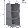Household Essentials 311342 Hanging Closet Organizer | 3 Pocket Shelves | Natural Canvas(Graphite)