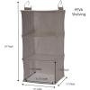 Household Essentials 311342 Hanging Closet Organizer | 3 Pocket Shelves | Natural Canvas(Silver)