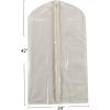 Household Essentials 311393 Hanging Garment Bag | Suit and Jacket Protector | Natural Cotton Canvas with Clear Vinyl Cover, Off-White(Suit Protector)