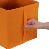 Household Essentials 332-1 Foldable Fabric Storage Bins | Set of 6 Cubby Cubes with Vertical Handles 6 Pack, Red(Orange)
