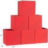 Household Essentials 332-1 Foldable Fabric Storage Bins | Set of 6 Cubby Cubes with Vertical Handles 6 Pack, Red(Red)