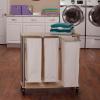 Household Essentials 3-Bag Laundry Sorter, Washable Linen Laundry Bags, 3-Load Capacity, Versatile, Light Ash(Natural)