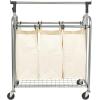 Household Essentials 3-Bag Laundry Sorter with Clothes Rack, Silver, Lightweight, Removable, Sturdy