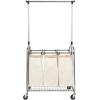 Household Essentials 3-Bag Laundry Sorter with Clothes Rack, Silver, Lightweight, Removable, Sturdy