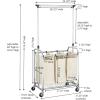 Household Essentials 3-Bag Laundry Sorter with Clothes Rack, Silver, Lightweight, Removable, Sturdy