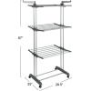 Household Essentials 4 Tier Stainless Steel Laundry Drying Rack with Two Side Wings, Grey