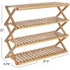 Household Essentials 4-Tier Bamboo Folding Shoe Rack, Natural