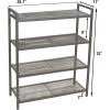 Household Essentials 4-Tier Metal Shoe Rack, Stretched Metal Shelving with Center Supports, Durable Frame with Handles, 12 Pair Capacity, Lightweight, Easy to Assemble, Nickel(Silver)