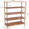 Household Essentials 5 Tier Bamboo Shoe Rack, Lightweight Storage Shelf, Basket Weave for Better Airflow, Easy Assembly, Great for Shoes, Sweaters and More(28.0″L x 12.0″W x 35.4″H)
