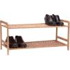 Household Essentials 5 Tier Bamboo Shoe Rack, Lightweight Storage Shelf, Basket Weave for Better Airflow, Easy Assembly, Great for Shoes, Sweaters and More(2 tier)