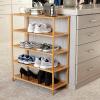 Household Essentials 5 Tier Bamboo Shoe Rack, Lightweight Storage Shelf, Basket Weave for Better Airflow, Easy Assembly, Great for Shoes, Sweaters and More(28.0″L x 12.0″W x 35.4″H)