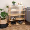 Household Essentials 5 Tier Bamboo Shoe Rack, Lightweight Storage Shelf, Basket Weave for Better Airflow, Easy Assembly, Great for Shoes, Sweaters and More(28.0″L x 12.0″W x 35.4″H)