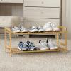 Household Essentials 5 Tier Bamboo Shoe Rack, Lightweight Storage Shelf, Basket Weave for Better Airflow, Easy Assembly, Great for Shoes, Sweaters and More(2 tier)