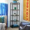 Household Essentials 5 Tier Storage Tower Metal, Grey Shelf – Black Frame, Ashwood(Ashwood)
