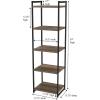 Household Essentials 5 Tier Storage Tower Metal, Grey Shelf – Black Frame, Ashwood(Ashwood)