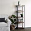Household Essentials 5 Tier Storage Tower Metal, Grey Shelf – Black Frame, Ashwood(Ashwood)