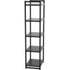 Household Essentials 5 Tier Storage Tower Metal, Grey Shelf – Black Frame, Ashwood(Black Oak)