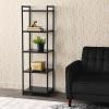 Household Essentials 5 Tier Storage Tower Metal, Grey Shelf – Black Frame, Ashwood(Black Oak)