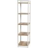 Household Essentials 5 Tier Storage Tower Metal, Grey Shelf – Black Frame, Ashwood(Coastal Oak)