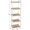 Household Essentials 5 Tier Storage Tower Metal, Grey Shelf – Black Frame, Ashwood(Coastal Oak)
