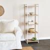 Household Essentials 5 Tier Storage Tower Metal, Grey Shelf – Black Frame, Ashwood(Coastal Oak)