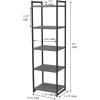Household Essentials 5 Tier Storage Tower Metal, Grey Shelf – Black Frame, Ashwood(Slate)