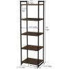 Household Essentials 5 Tier Storage Tower Metal, Grey Shelf – Black Frame, Ashwood(Walnut)
