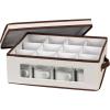 Household Essentials 538 Vision China Storage Box for Tea Cups and Mugs with Lid and Handles | Natural Canvas with Brown Trim(Natural)