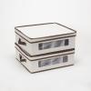 Household Essentials 538 Vision China Storage Box for Tea Cups and Mugs with Lid and Handles | Natural Canvas with Brown Trim(Natural)