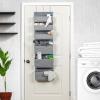 Household Essentials 6 Pocket Over the Door Pocket Organizer, PP Non-Woven Fabric Pockets, Reinforced Siding, Foldable, Versatile, Perfect for Residential and Commercial Doors, Grey