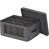 Household Essentials Balloon Wine Glass Storage Box, Strong Frame and Handles, Windowed Panel, Fully Removable Lid, Stackable and Foldable, Perfect for Wider Stemware, Gray(Grey)