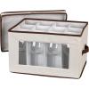 Household Essentials Balloon Wine Glass Storage Box, Strong Frame and Handles, Windowed Panel, Fully Removable Lid, Stackable and Foldable, Perfect for Wider Stemware, Gray(Natural)