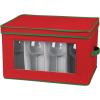 Household Essentials Balloon Wine Glass Storage Box, Strong Frame and Handles, Windowed Panel, Fully Removable Lid, Stackable and Foldable, Perfect for Wider Stemware, Gray(Red)