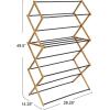 Household Essentials Bamboo Folding Clothes Drying Rack | Large Capacity, 14 Coated Metal Dowels, 28 Feet of Drying Space | Eco-Friendly, Collapsible Indoor Rack for Apartments, Homes & Dorms(Natural/Black)