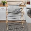 Household Essentials Bamboo Folding Clothes Drying Rack | Large Capacity, 14 Coated Metal Dowels, 28 Feet of Drying Space | Eco-Friendly, Collapsible Indoor Rack for Apartments, Homes & Dorms(Natural/Black)