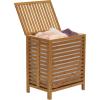 Household Essentials Bamboo Laundry Hamper, Slated Hamper with Natural Cotton Bag, Removable Bag and Foldable Frame, Chic and Environmentally Friendly(Hamper)