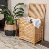 Household Essentials Bamboo Laundry Hamper, Slated Hamper with Natural Cotton Bag, Removable Bag and Foldable Frame, Chic and Environmentally Friendly(Hamper)